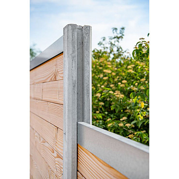 Sleufpaal eindmodel tbv stapelprofielen wit/grijs vlakke kop brede ondersleuf 10x10x275 cm