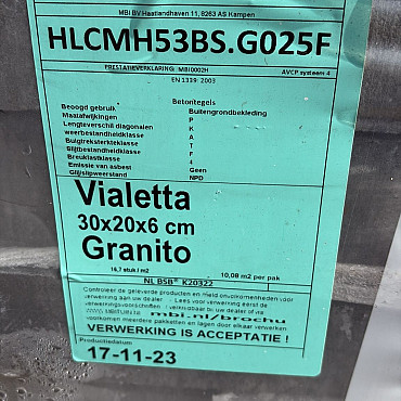 Restpartij Almere: 14.27m2 Vialetta 20x30x6 cm Granito