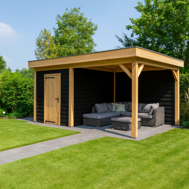 JWOODS Buitenverblijf 600x300cm incl. berging 200(b), Geschaafd met zweeds rabat zwart