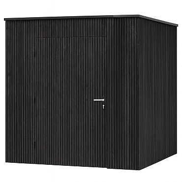 JWOODS Berging 196x196 cm, Geschaafd met verticaal triple rabat zwart