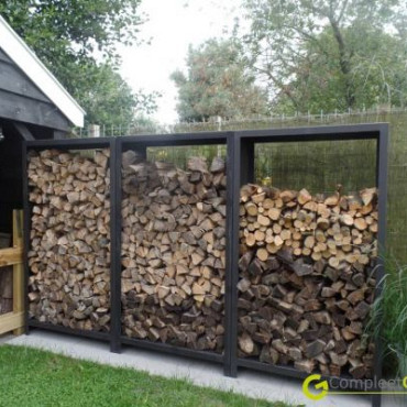 Houtopslag 200x40x43cm Zwart staal