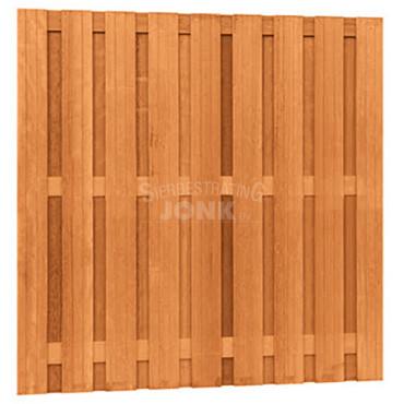 Hardhouten Tuinscherm 17-planks Verticaal 180x180 cm (tbv Betonsysteem) - Sierbestrating Jonk B.V.