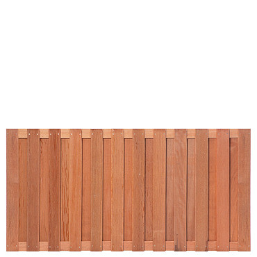 Tuinscherm Leeuwarden, geschaafd onbehandeld hardhout, 26-planks, 180x90 cm