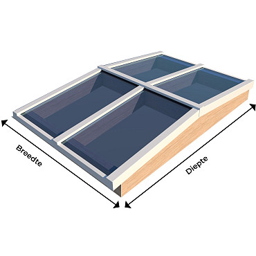 Zadeldak Lichtstraat 4-ruits 158,2(B) x 205(D) cm, enkel glas
