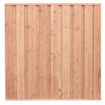 Beto-dichtplankscherm van fijnbezaagde douglas planken 180 x 180 cm.