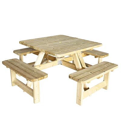 Picknicktafel Vierkant, bladmaat 115 x 115 cm.