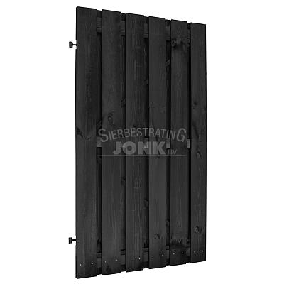 Grenen geschaafde plankendeur op verstelbaar zwart stalen frame 100 x 180 cm, recht, zwart gedompeld