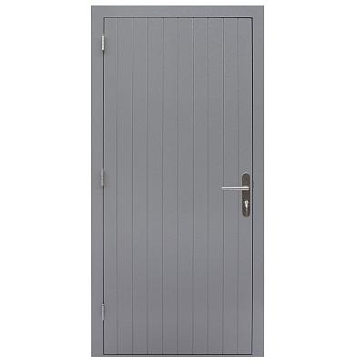 Hardhouten enkele dichte deur Prestige, linksdraaiend, 109 x 21 cm., grijs gegrond