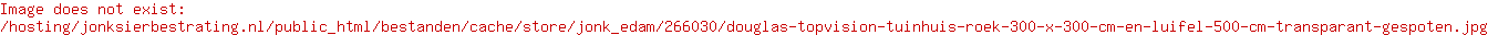 Douglas Topvision tuinhuis Roek, 300 x 300 cm. en luifel 500 cm., transparant gespoten