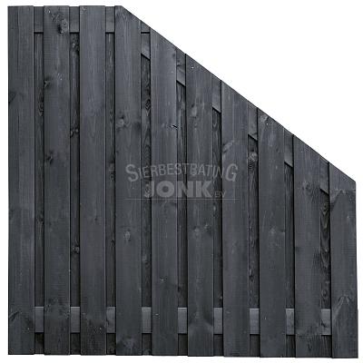 Tuinscherm Stuttgart zwart gespoten geschaafd grenen 21-planks verloop 180x90/180 cm