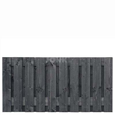 Tuinscherm Marlies fijnbezaagd zwart geïmpregneerd Douglashout 21-planks 180x90 cm