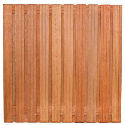 Tuinscherm Dronten, geschaafd onbehandeld hardhout, 21-planks, 180x180 cm