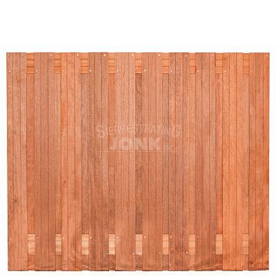 Tuinscherm Dronten, geschaafd onbehandeld hardhout, 21-planks, 180x150 cm