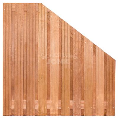 Tuinscherm Dronten geschaafd onbehandeld hardhout 21-planks verloop 180x90/180 cm