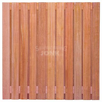 Tuinscherm Hoorn geschaafd onbehandeld hardhout 23-planks 180x180 cm