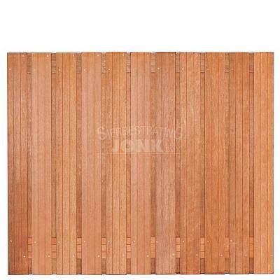 Tuinscherm Hoorn, geschaafd onbehandeld hardhout, 23-planks, 180x150 cm