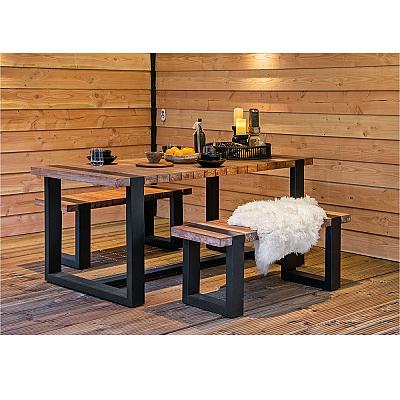 Tuinset Wellington tafel en twee bankjes teak