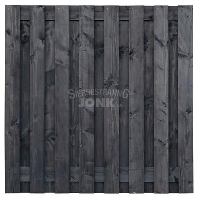 Tuinscherm Sabien fijnbezaagd zwart geïmpregneerd Douglashout 17-planks 180x180 cm