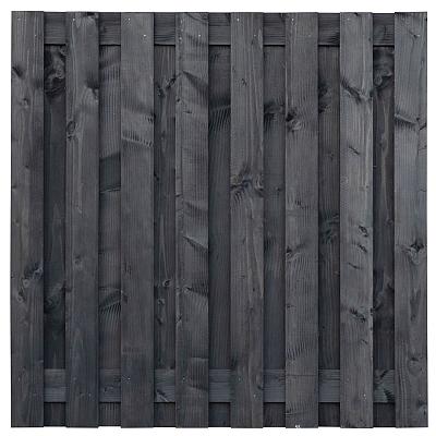 Tuinscherm Sabien fijnbezaagd zwart geïmpregneerd Douglashout 17-planks 180x180 cm