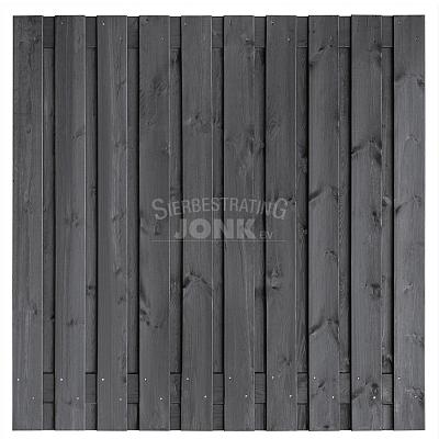 Tuinscherm Hengelo geschaafd zwart geïmpregneerd grenen 21-planks 180x180 cm