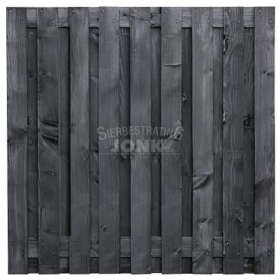 Tuinscherm Karin fijnbezaagd zwart geïmpregneerd Douglashout 19-planks 180x180 cm