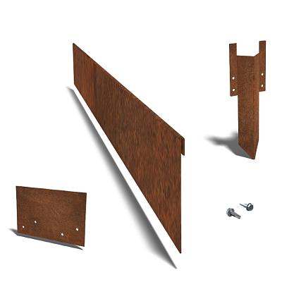 Cortenstaal kantopsluiting geplet complete set 1500x0,4x23 cm