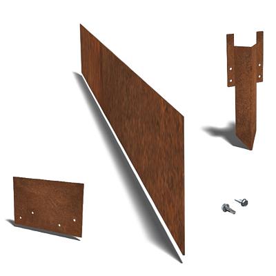 Cortenstaal kantopsluiting recht complete set 1500x0,2x15 cm
