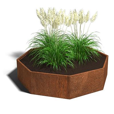 Cortenstaal achthoekige plantenbak Chicago 100, 241,4x241,4x100 cm