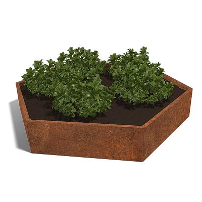 Cortenstaal zeshoekige plantenbak Denver 120, 239,2x207,8x30 cm