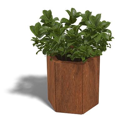 Cortenstaal zeshoekige plantenbak Denver 20, 39,3x34,6x100 cm geen bodemplaat