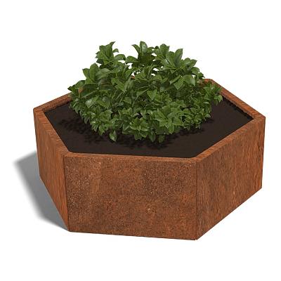Cortenstaal zeshoekige plantenbak Denver 60, 119,3x103,9x60 cm