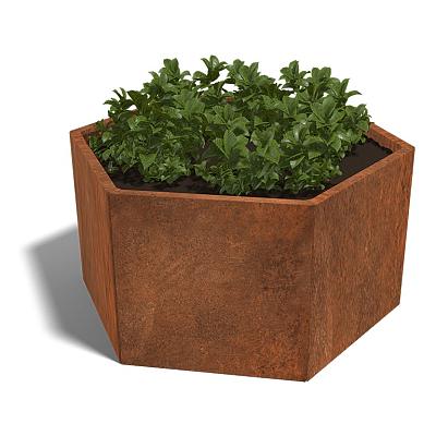 Cortenstaal zeshoekige plantenbak Denver 60, 139,3x121x70 cm