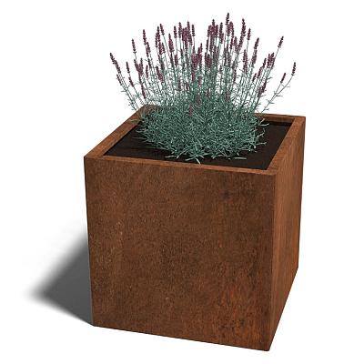 Cortenstaal vierkante plantenbak Miami 70x70x70 cm geen bodemplaat