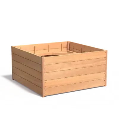 Plantenbak Carrez met bodem hardhout 140x140x71,3 cm