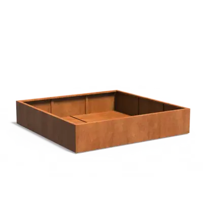 Plantenbak Carrez met bodem cortenstaal 200x200x40 cm