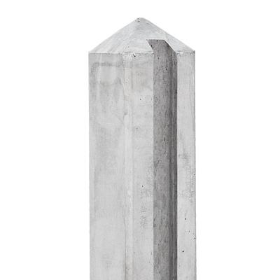 Brede sleufpaal tussenmodel tbv stapelprofielen wit/grijs piramidekop 11,5x11,5x278 cm