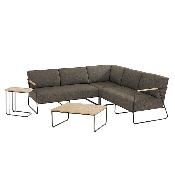 <h1><strong>Coast Hoekbank </strong></h1><p><strong>Deze loungeset is te bezichtigen in onze showroom te Zwanenburg.</strong></p><h2><strong>COAST MODULAIR</strong></h2><p>Heerlijk relaxen, genieten in eigen tuin begint met de Coast lounge set. We hebben deze unieke lounge collectie ontworpen door functionaliteit en eenvoud te laten spreken. De ranke frames van Coast zijn stijlvol en extreem stabiel door te kiezen voor subtiele RVS buizen. De accenten van Teak maken de armleuning zeer comfortabel en zorgen ervoor dat vele lounge tafels uit onze collectie zijn te combineren. In de minimalistische frames zijn dikke, comfortabele lounge kussens gelegd met een weerbestendige, Olefin kussenhoes. Verleng je woonkamer en kies voor de Coast loungeset, geniet jarenlang van de hoge kwaliteit en het exclusieve design.</p><p>De Coast modulair is zelf samen te stellen. Het tussenelement is zowel links als recht te plaatsen, afhankelijk van je wensen.</p><p><strong>MATERIAAL</strong><br />Dunne frames van RVS, met een antraciet coating, houden de Coast lounge set luchtig en modern. De dikke kussens met Olefin hoezen zijn van een rits voorzien zodat deze makkelijk zijn uit te wassen. Laat de Coast loungeset het hele jaar door buiten staan en gebruik onze 4SO onderhoudsmiddelen voor jarenlang plezier.</p><h4><strong>Coast modulair 2-zits element, teak armleuning links incl. 3 kussens</strong></h4><p>Afmetingen: 82 × 145 × 79 cm (LxBxH)<br />Zithoogte 43 cm<br />Zitdiepte: 56 cm<br />Armhoogte: 62 cm<br />Materiaal: RVS, Teak hout<br />Kleur: Antraciet, Bruin</p><h4><strong>Coast modulair 2-zits element, teak armleuning rechts incl. 3 kussens</strong></h4><p>Afmetingen: 82 × 145 × 79 cm (LxBxH)<br />Zithoogte: 43 cm<br />Zitdiepte: 56 cm<br />Armhoogte: 62 cm<br />Materiaal: RVS, Teak hout<br />Kleur: Antraciet, Bruin</p><h4><strong>Coast modulair hoekelement incl. 3 kussens</strong></h4><p>Afmetingen: 82 × 82 × 79 cm (LxBxH)<br />Zithoogte: 43 cm<br />Zitdiepte: 56 cm<br />Materiaal: RVS,<br />Kleur: Antraciet</p><h4><strong>Coast modulair tussenelement incl. 2 kussens</strong></h4><p>Afmetingen: 82 × 70 × 79 cm (LxBxH)<br />Zithoogte: 43 cm<br />Zitdiepte: 56 cm<br />Materiaal: RVS,<br />Kleur: Antraciet</p><h4><strong>Axel koffietafel rechthoek 80 x 80 cm (H30) teak tafelblad</strong></h4><p>Afmetingen: 80 × 80 × 30 cm (LxBxH)<br />Vorm: Vierkant<br />Materiaal: RVS, Teak hout<br />Kleur: Antraciet, Licht grijs</p><h4><strong>Axel bijzettafel teak 50 x 35 cm</strong></h4><p>Afmetingen: 50 × 35 cm (LxB)<br />Vorm: Vierkant<br />Materiaal: RVS, Teak hout</p>