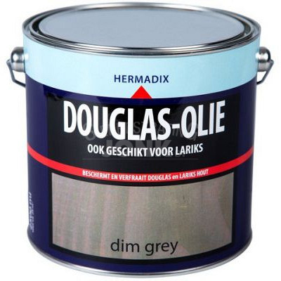 <p>Hermadix Douglas / Lariks olie Dim grey is speciaal ontwikkeld voor nieuw en oud douglas / lariks hout. Douglas / Lariks olie geeft een transparante uitstraling zodat de houtnerf en houtstructuur zichtbaar blijven. Douglas / Lariks olie dringt diep in het hout en geeft een matte, natuurlijke uitstraling. Douglas / Lariks olie droogt snel en is makkelijk verwerkbaar. 1-2 lagen douglas / lariks olie zijn voldoende voor een prachtig resultaat. Bij onderhoudslagen lichtjes tussendoor schuren. Douglas / lariks olie is een watergedragen, mens- en milieuvriendelijk olie op basis van natuurlijke ingrediënten.</p>