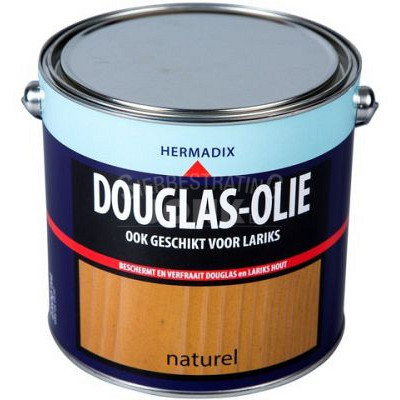 <p>Hermadix Douglas / Lariks olie Naturel is speciaal ontwikkeld voor nieuw en oud douglas / lariks hout. Douglas / Lariks olie geeft een transparante uitstraling zodat de houtnerf en houtstructuur zichtbaar blijven. Douglas / Lariks olie dringt diep in het hout en geeft een matte, natuurlijke uitstraling. Douglas / Lariks olie droogt snel en is makkelijk verwerkbaar. 1-2 lagen douglas / lariks olie zijn voldoende voor een prachtig resultaat. Bij onderhoudslagen lichtjes tussendoor schuren. Douglas / lariks olie is een watergedragen, mens- en milieuvriendelijk olie op basis van natuurlijke ingrediënten.</p>