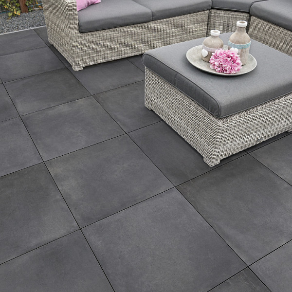 Restpartij Edam/Zwanenburg/Almere : Actietegel keramiek op beton 60x60x4 cm Titano Anthracite