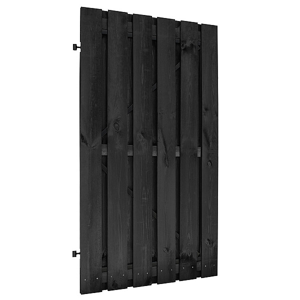 <p><strong>Tuinpoort</strong></p><p>De plankendeuren van Jonk zijn verkrijgbaar met houten en stalen frame. De schermen zijn door middel van een vacuüm- en drukmethode geïmpregneerd waardoor ze langdurig beschermd zijn tegen schimmel en houtrot. De deur bestaat uit geschaafde planken van 1,5x14 cm.</p><ul>	<li>	<p>exclusief hang en sluitwerk</p>	</li></ul>