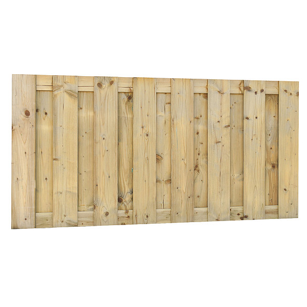 <h2><strong>Tuinschermen</strong></h2><h3>Tuinscherm (180x90 cm) gemaakt van 15 planken 1,5x14 cm op 2 tussenplanken. Zeer solide, verticaal en horizontaal toepasbaar. Dikte scherm bijna 5 cm (De opgegeven maten van de schermen zijn circa maten en kunnen licht afwijken)</h3>