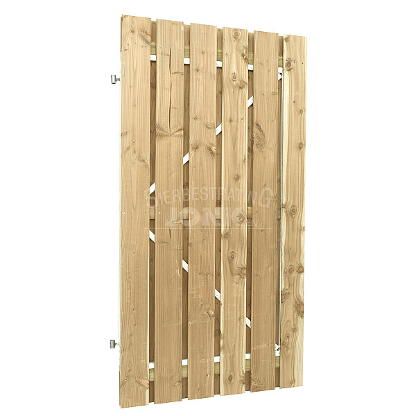 <h2><strong>Tuinpoort</strong></h2><h3>De plankendeuren van Jonk zijn verkrijgbaar met houten en stalen frame. De schermen zijn door middel van een vacuüm- en drukmethode geïmpregneerd waardoor het langduriger beschermd is tegen schimmel en houtrot. De deuren met houten frame bestaan uit planken van 15 mm dikte en degenen met stalen frame hebben een houtdikte van 15 mm.</h3><ul>	<li>	<h3>exclusief hang en sluitwerk</h3>	</li></ul><p> </p>