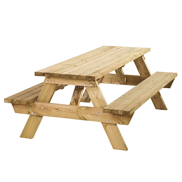 <h2><strong>Picknicktafel Bobito</strong></h2><h3>De picknicktafel Bobito biedt plaats aan wel acht volwassenen.</h3><h3>De bladmaat is 71 x 220 cm., de zithoogte is 49 cm.en de bladhoogte is 80 cm. De tafel heeft een houtdikte van 42 mm. De tafel is geïmpregneerd. De tafel is gemaakt van vuren hout en wordt geleverd met voorgemonteerde onderdelen.</h3><p> </p>