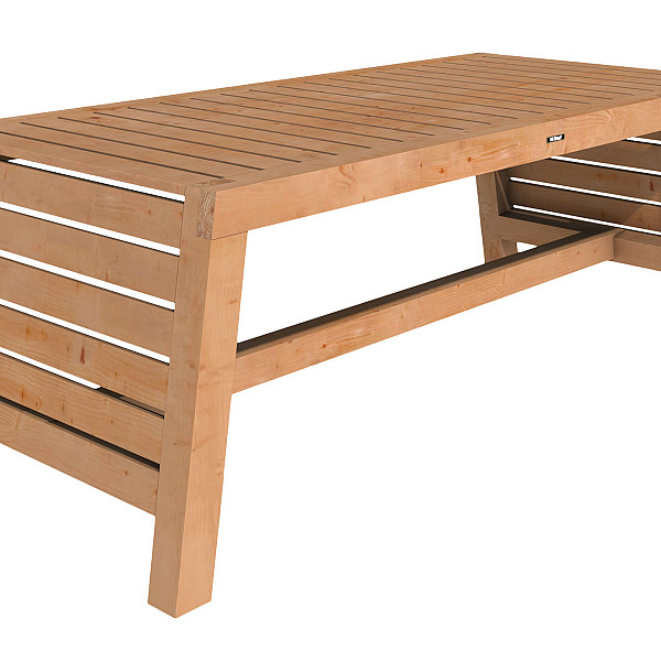 <h3><strong>Tafel Riva Excellent, 225 x 94 x 78 cm, </strong></h3><h3>Wil je iets bijzonders in je tuin dan maak je met de Douglas tafel Riva Excellent een goede keuze! De originele vormgeving (met schuin geplaatst onderstel) biedt deze tafel een geheel eigen karakter. Douglashout valt in duurzaamheidsklasse 3 en is daarmee één van de duurzaamste houtsoorten in Europaonbehandeld</h3><p> </p>