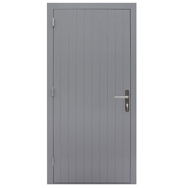 Hardhouten enkele dichte deur Prestige, 109 x 21 cm., linksdraaiend, grijs gegrond