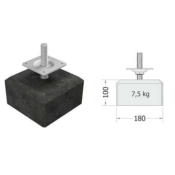 <h1><strong>Betonpoer/tegel</strong></h1><p>Betonpoer van 18x18x10 cm om de staanders te monteren op een fundering</p>