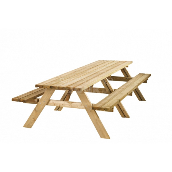<h2><strong>Picknicktafel Lange Jan</strong></h2><h3>De picknicktafel Lange Jan biedt plaats aan twaalf personen.</h3><h3>De houtdikte van de tafel is 42 mm. De afmetingen van de tafel zijn 300 x 155 x 73 cm. De bladmaat is 300 x 70 cm. en de zithoogte is 49 cm. De tafel is geïmpregneerd. De tafel is gemaakt van vuren hout en wordt geleverd met voorgemonteerde onderdelen.</h3><h3>De banken zijn handig opklapbaar, zo blijft de zitting schoon en droog.</h3><p> </p>
