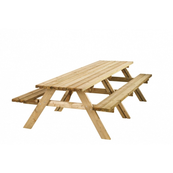 <h2><strong>Picknicktafel Lange Jan</strong></h2><h3>De picknicktafel Lange Jan biedt plaats aan twaalf personen.</h3><h3>De houtdikte van de tafel is 42 mm. De afmetingen van de tafel zijn 300 x 155 x 73 cm. De bladmaat is 300 x 70 cm. en de zithoogte is 49 cm. De tafel is geïmpregneerd. De tafel is gemaakt van vuren hout en wordt geleverd met voorgemonteerde onderdelen.</h3><h3>De banken zijn handig opklapbaar, zo blijft de zitting schoon en droog.</h3><p> </p>