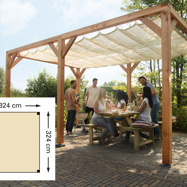 <h2><strong>Douglas houtpakket t.b.v. harmonicadoek</strong></h2><h3>De schaduwpergola wordt gemaakt van kleurloos geïmpregneerd douglashout. De afmeting 324 x 324 cm., wordt met 4 staanders geleverd van 240 cm lang.<br /><br />Het houtpakket bestaat uit:</h3><ul>	<li>	<h3>Douglas staanders, 12x12 cm.</h3>	</li>	<li>	<h3>Douglas liggers, 12x12 cm.</h3>	</li>	<li>	<h3>Douglas schoren 4,5x12 cm.</h3>	</li>	<li>	<h3>Bevestigingsmateriaal (verzinkt staal)</h3>	</li>	<li>	<h3>Opbouwbeschrijving</h3>	</li></ul>